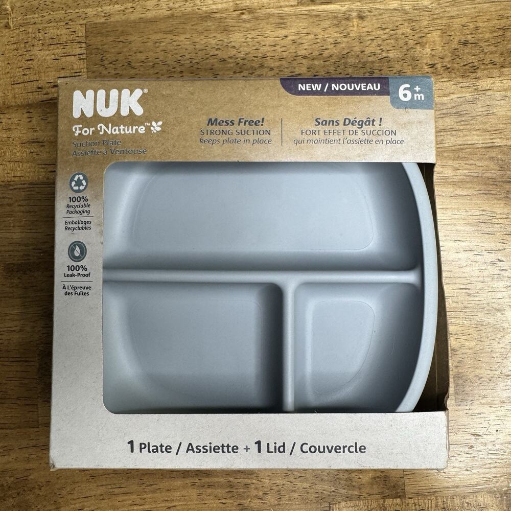 NUK Suction Plate 1 plates 1‎ lid 6+ months Suction bottom Made in USA
